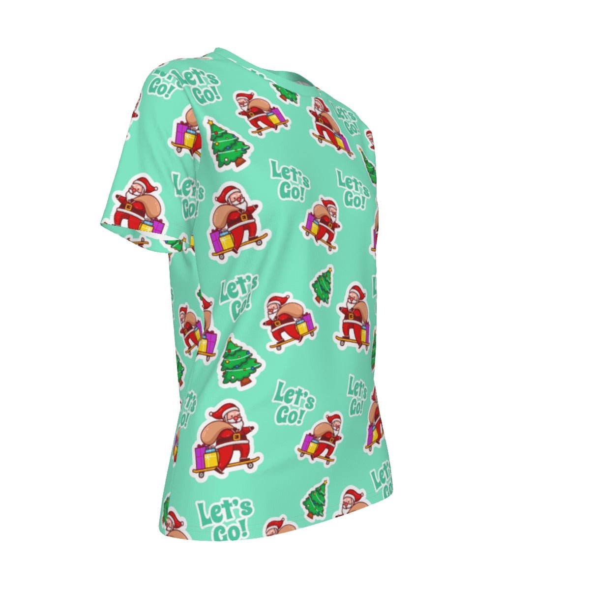 Women's Short Sleeve Christmas Tee - Green "Let's Go" - Festive Style