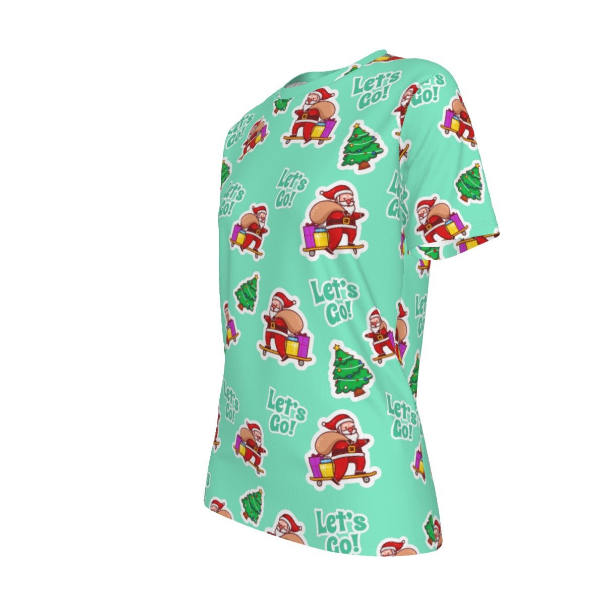 Women's Short Sleeve Christmas Tee - Green "Let's Go" - Festive Style