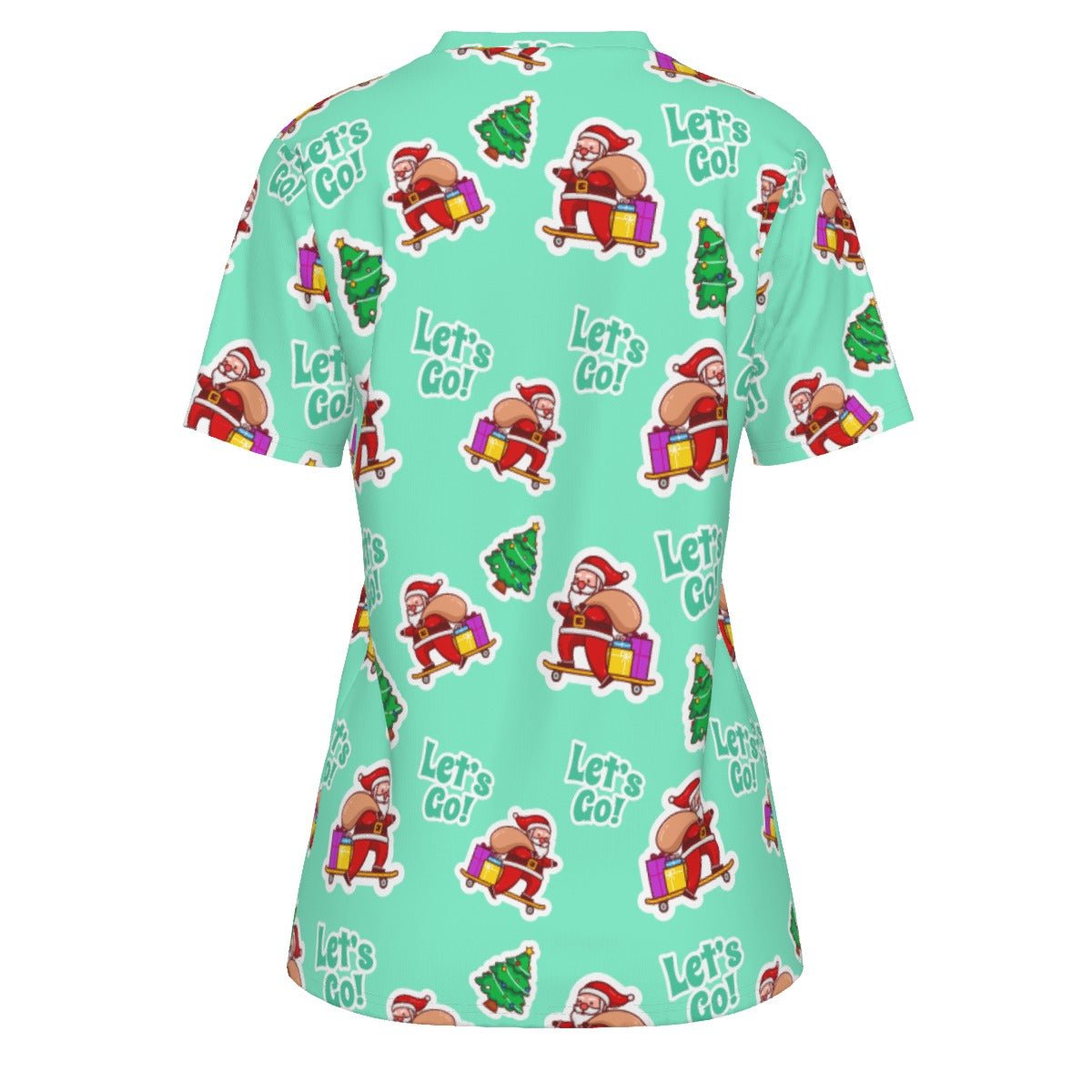 Women's Short Sleeve Christmas Tee - Green "Let's Go" - Festive Style