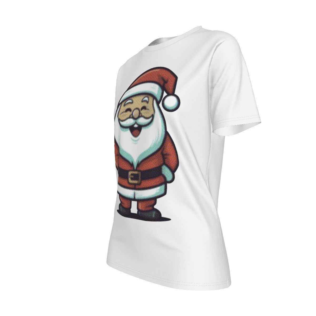 Women's Short Sleeve Christmas Tee - Halftone Santa - Festive Style