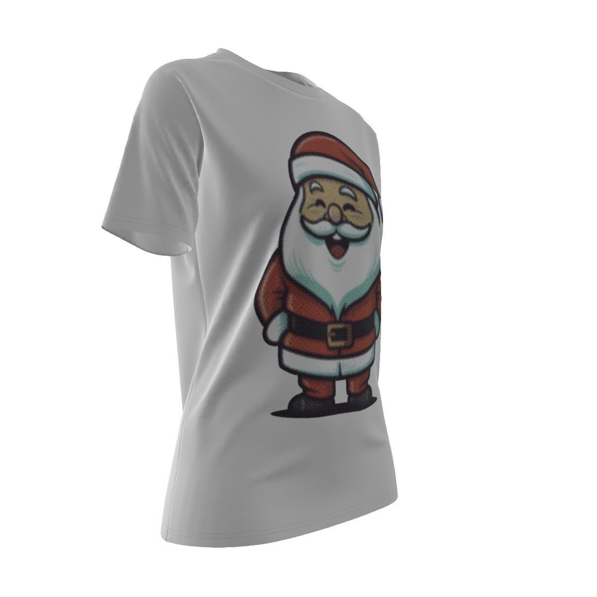 Women's Short Sleeve Christmas Tee - Halftone Santa - Festive Style