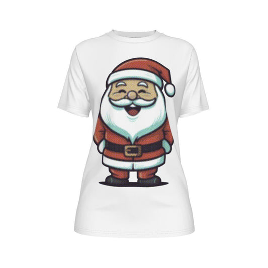 Women's Short Sleeve Christmas Tee - Halftone Santa - Festive Style