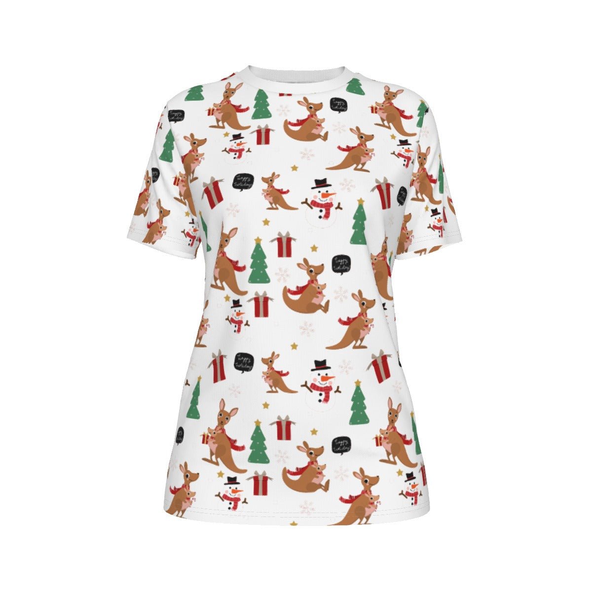 Women's Short Sleeve Christmas Tee - Kangaroos - Festive Style