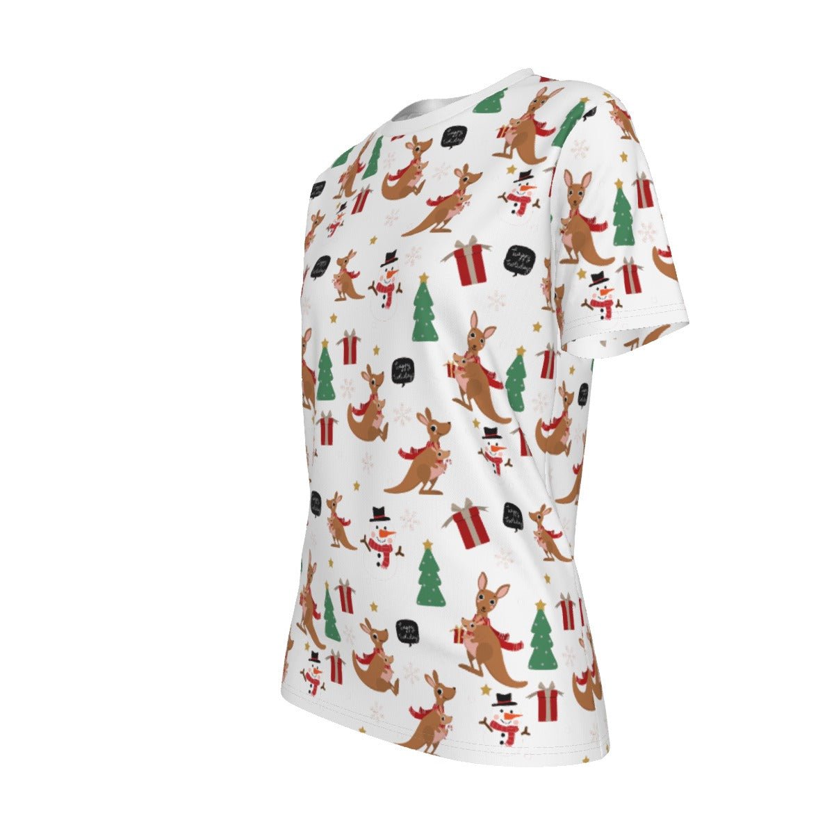 Women's Short Sleeve Christmas Tee - Kangaroos - Festive Style