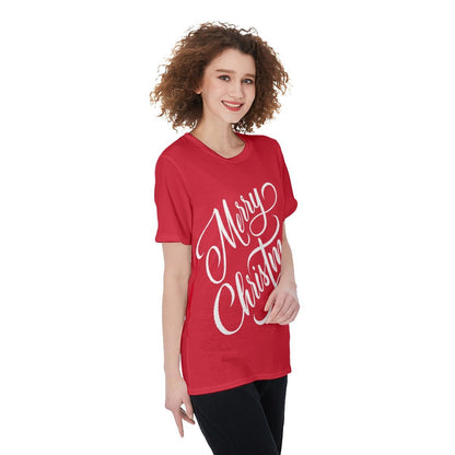Women's Short Sleeve Christmas Tee - Merry Christmas - Red - Festive Style