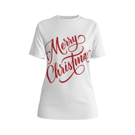 Women's Short Sleeve Christmas Tee - Merry Christmas - White - Festive Style