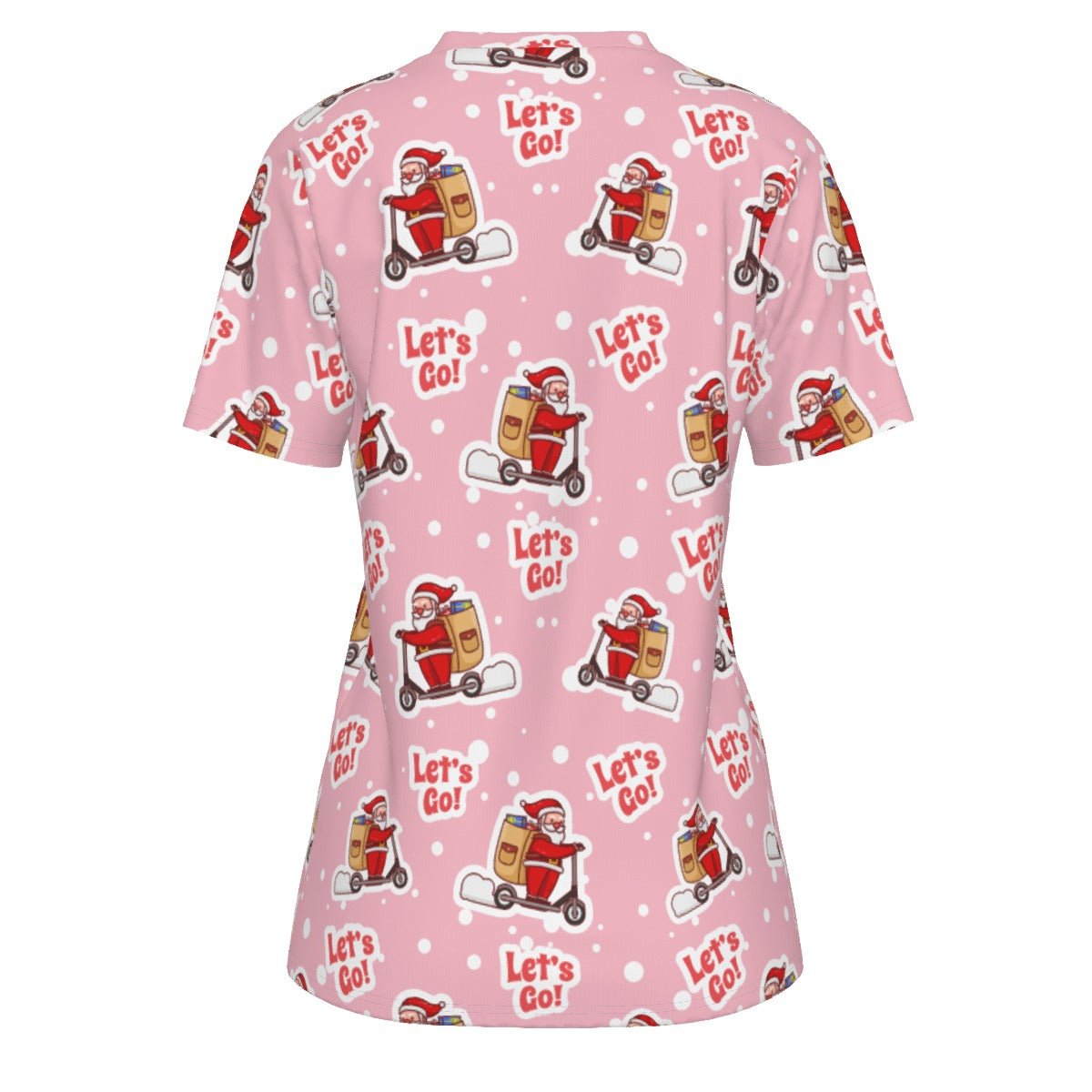 Women's Short Sleeve Christmas Tee - Pink "Let's Go" - Festive Style