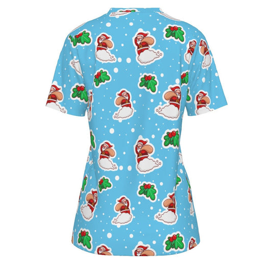 Women's Short Sleeve Christmas Tee - Santa Cloud - Festive Style