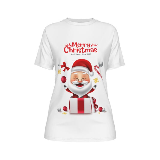 Women's Short Sleeve Christmas Tee - Santa MC HNE - Festive Style