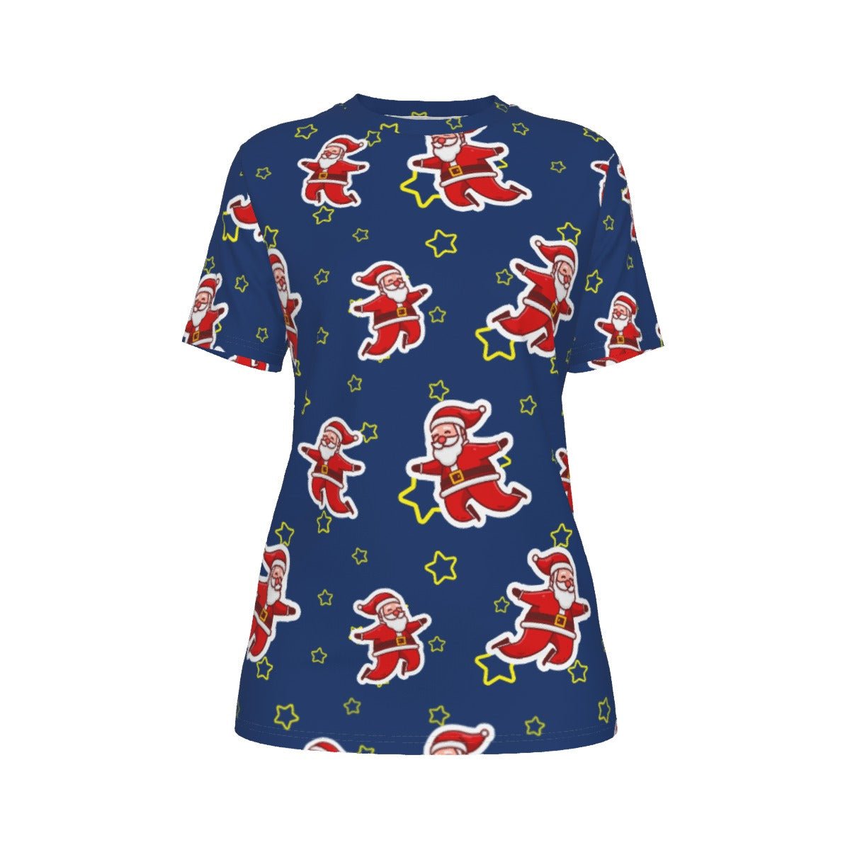 Women's Short Sleeve Christmas Tee - Santa Night Time - Festive Style