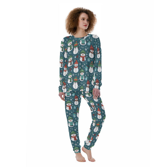 Women's Christmas Pyjamas - Green Snowmen