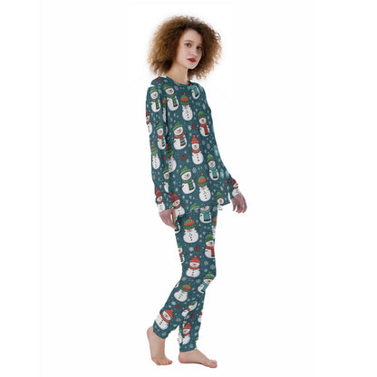 Women's Christmas Pyjamas - Green Snowmen