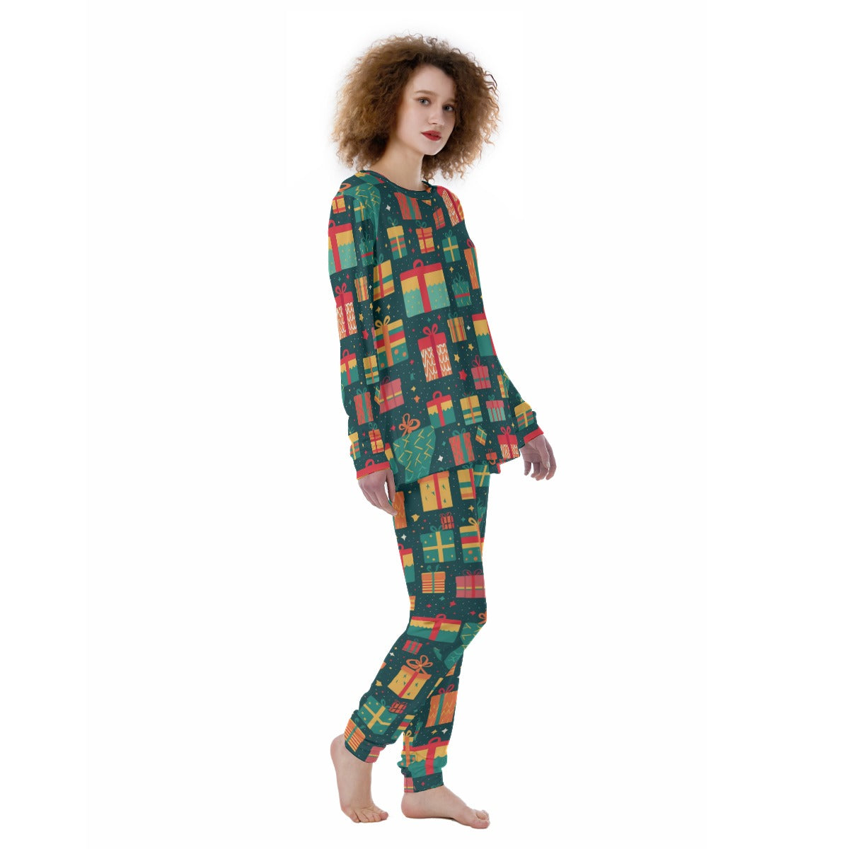 Women's Christmas Pyjamas - Green Presents 3