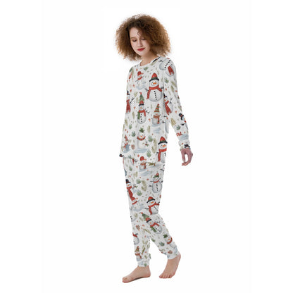 Women's Christmas Pyjamas - White Snowmen