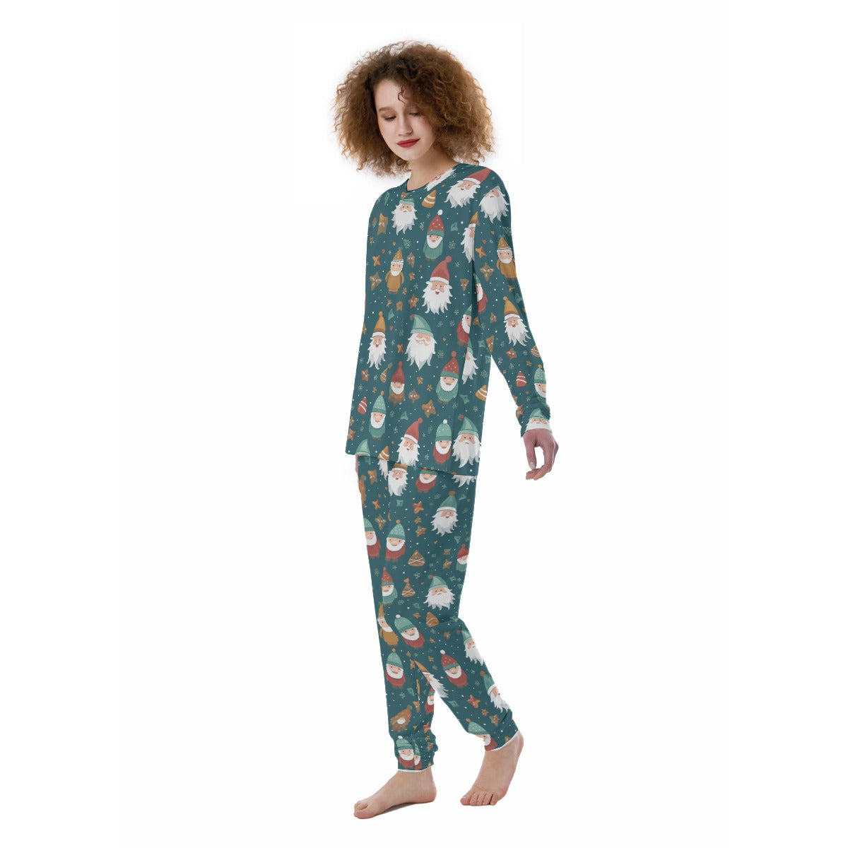 Women's Christmas Pyjamas - Green Santas