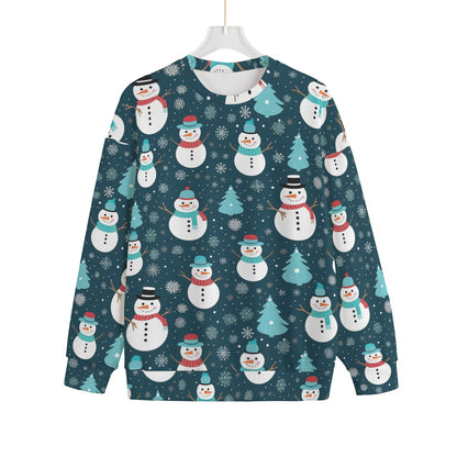 Women's Christmas Sweater - Dark Blue Snowmen