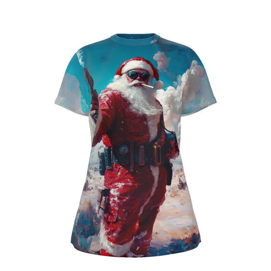 Women's Short Sleeve Christmas Tee - Steampunk Santa