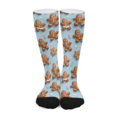 Unisex Long Socks - Blue Gingerbread