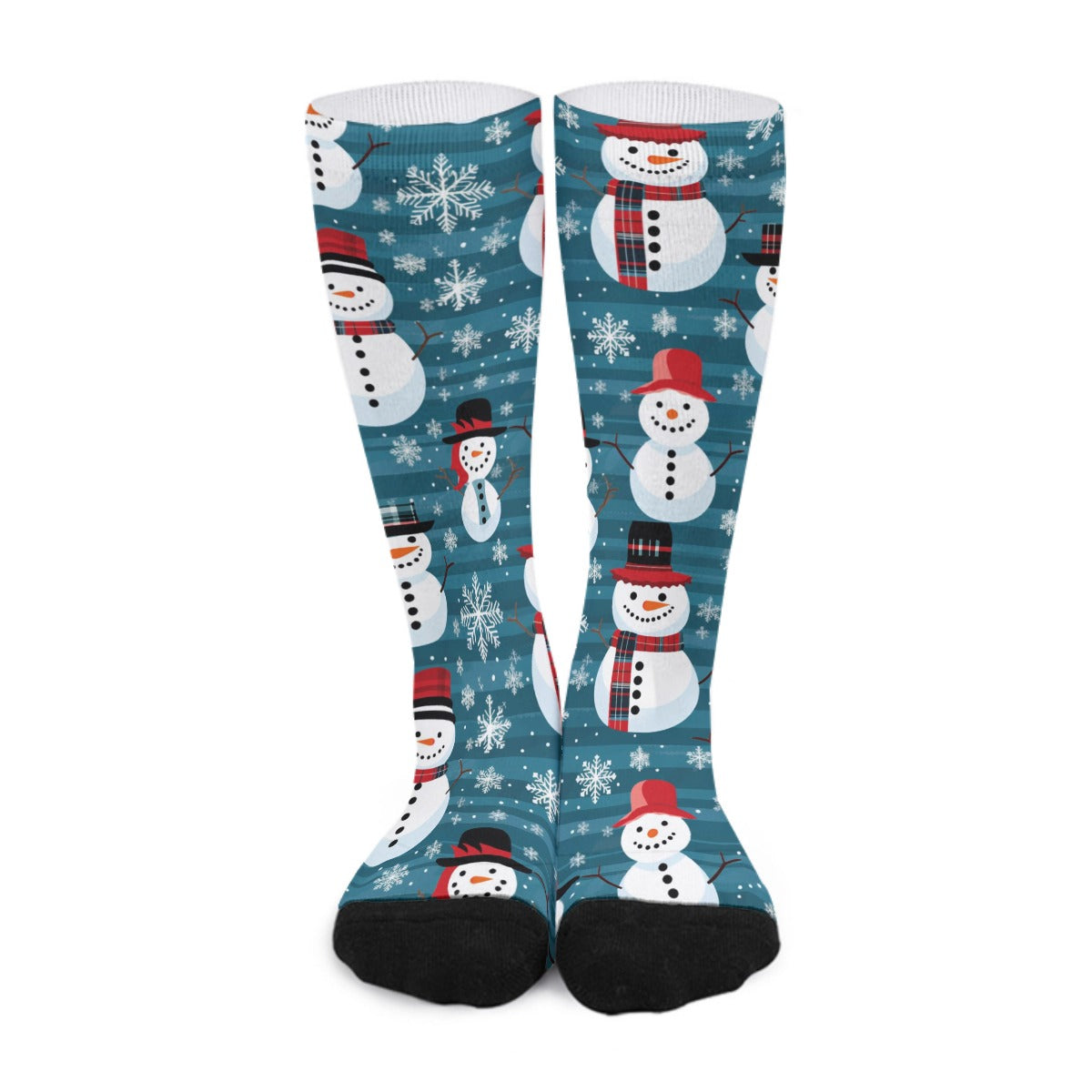 Unisex Long Socks - Blue Snowmen