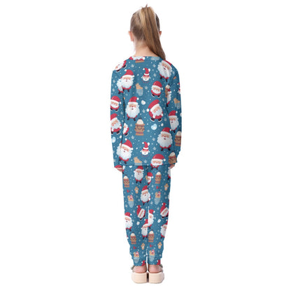 Kids Christmas Pyjama Set - Blue Santas 2