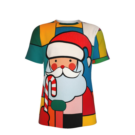 Mens Short Sleeve Christmas Tee - Santa Art