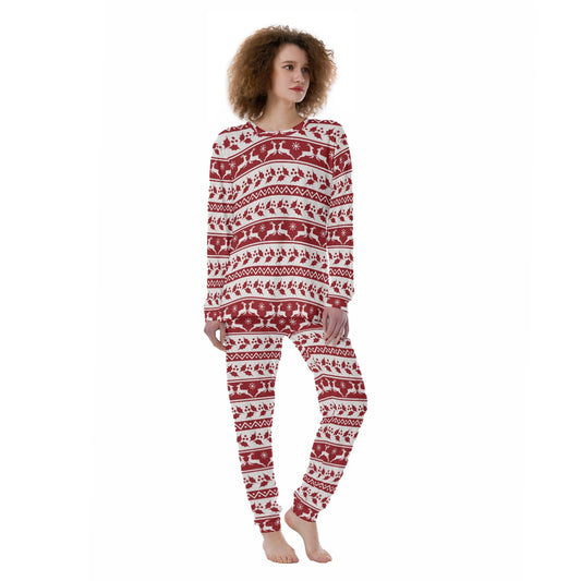 Women's Christmas Pyjamas - Red Traditional Pattern 2