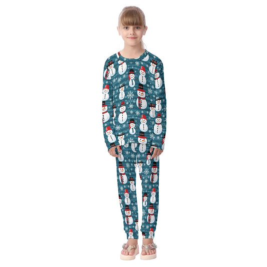 Kids Christmas Pyjama Set - Blue Snowmen