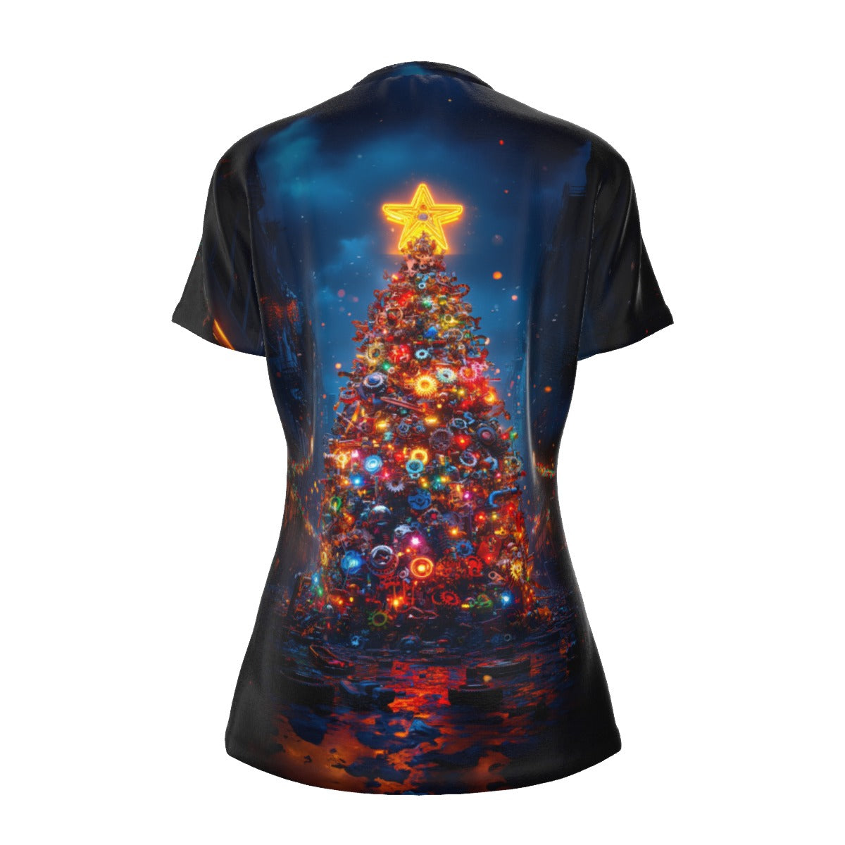 Women's Short Sleeve Christmas Tee - Apocalyptic Tree