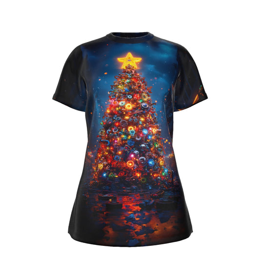 Women's Short Sleeve Christmas Tee - Apocalyptic Tree