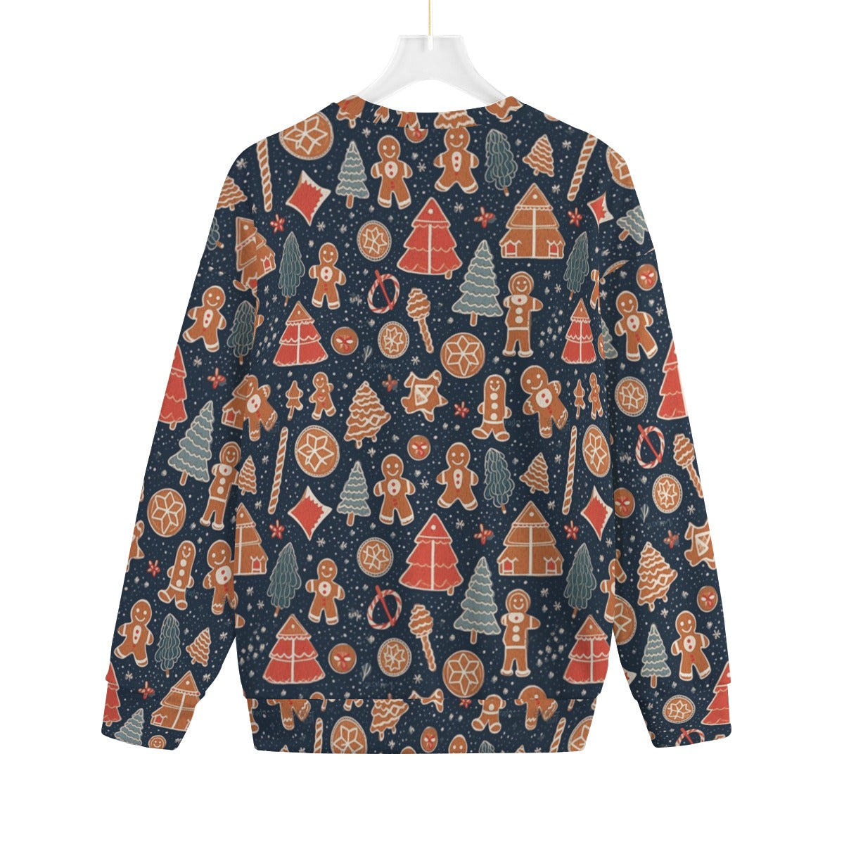 Women's Christmas Sweater - Black Gingerbread Pattern