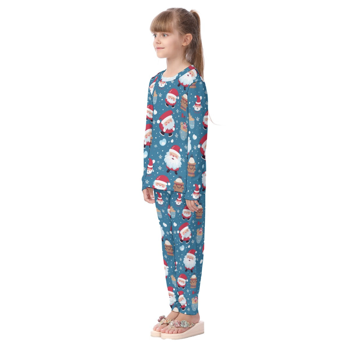 Kids Christmas Pyjama Set - Blue Santas 2