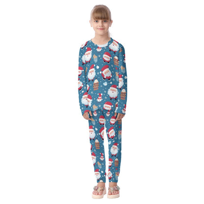 Kids Christmas Pyjama Set - Blue Santas 2