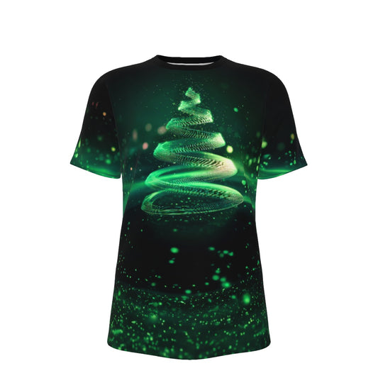 Mens Short Sleeve Christmas Tee - Neon Green Tree