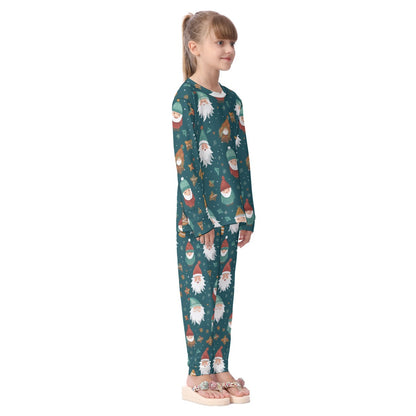 Kids Christmas Pyjama Set - Green Santas