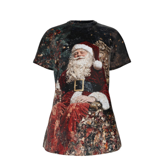 Women's Short Sleeve Christmas Tee - Textured Painting