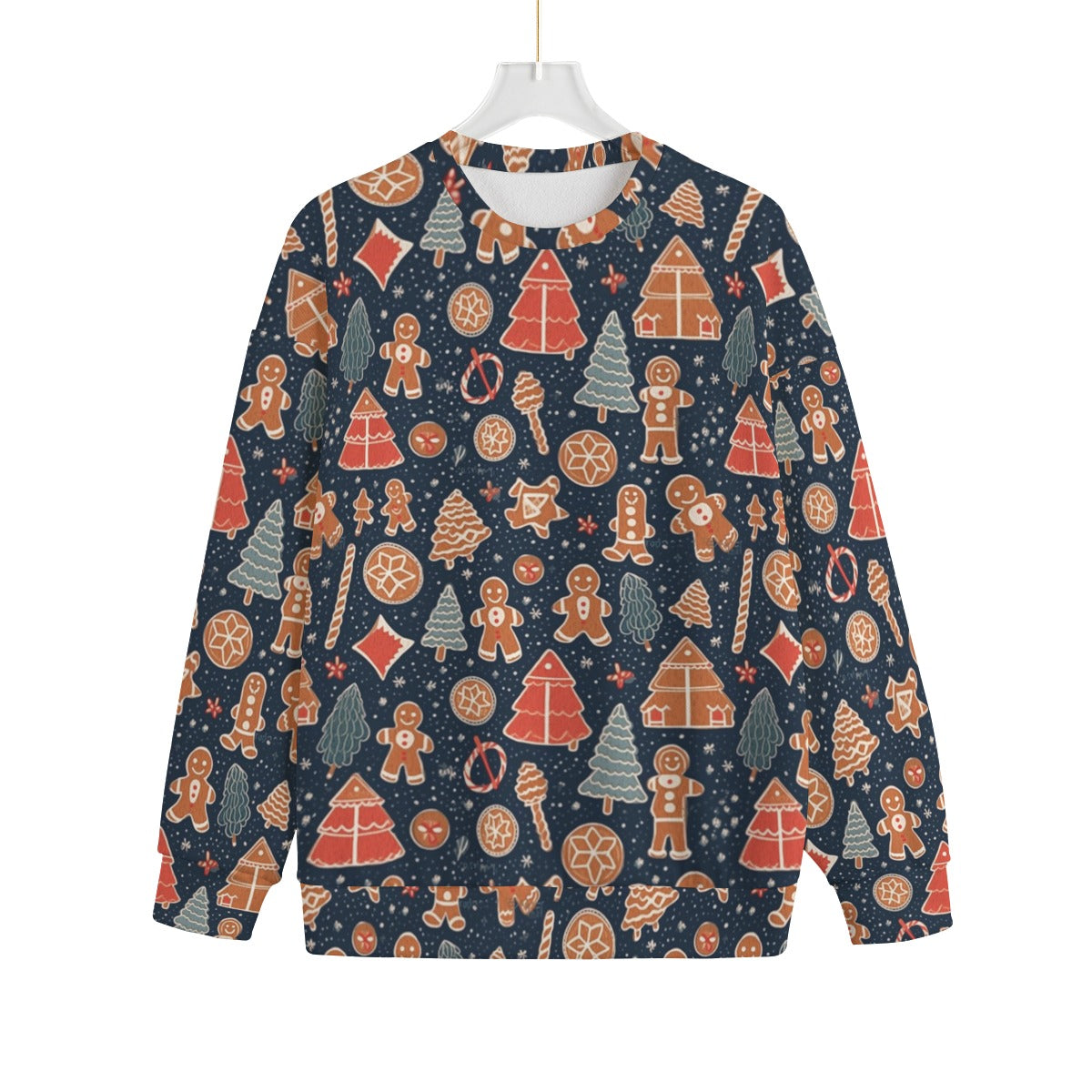 Women's Christmas Sweater - Black Gingerbread Pattern