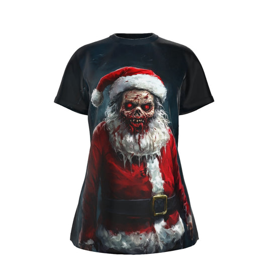 Women's Short Sleeve Christmas Tee - Zombie Santa