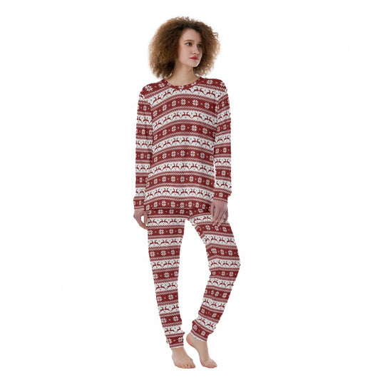 Women's Christmas Pyjamas - Red Traditional Pattern