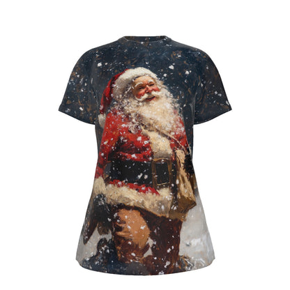 Women's Short Sleeve Christmas Tee - Walking in the Snow