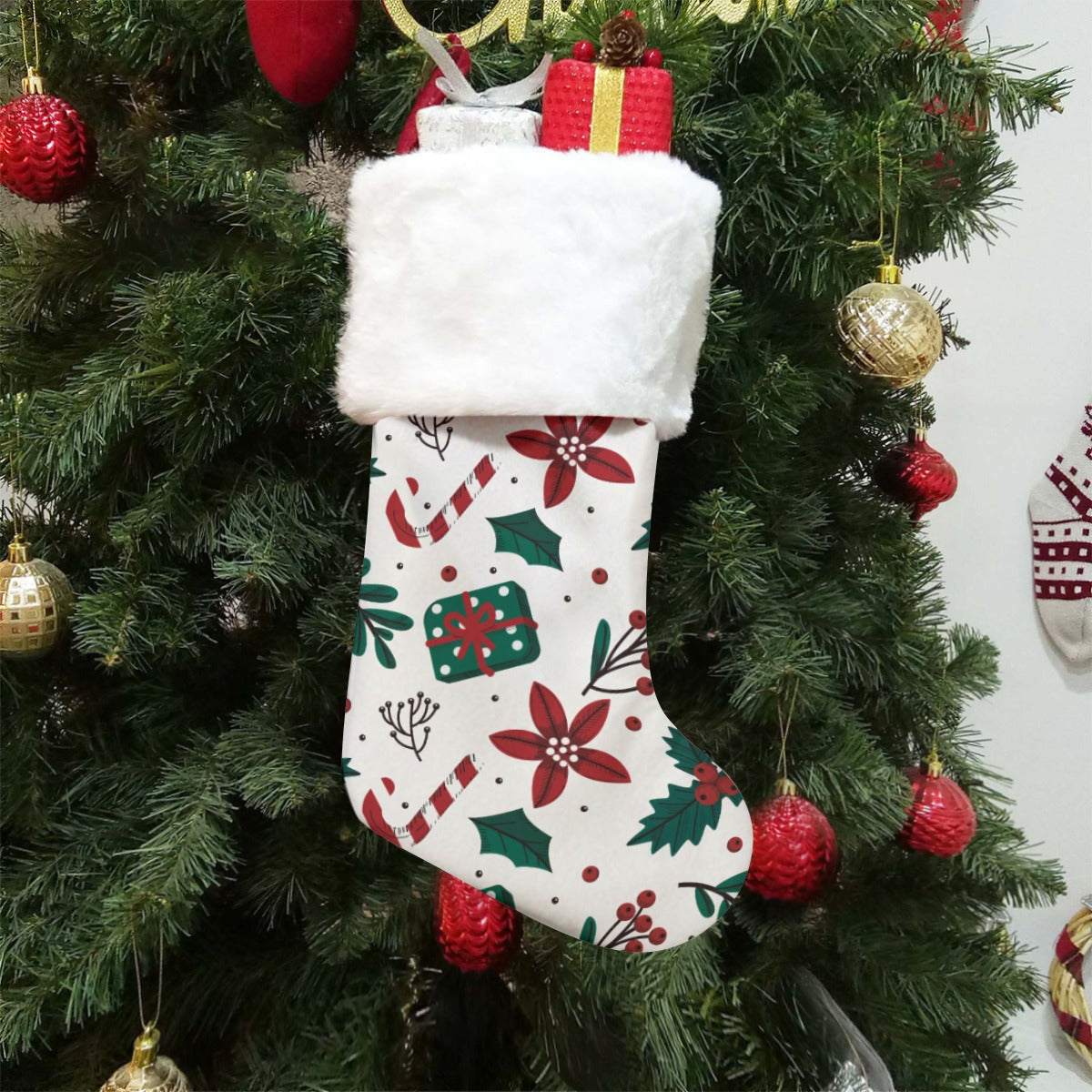 Christmas Sock - Christmas White Pattern