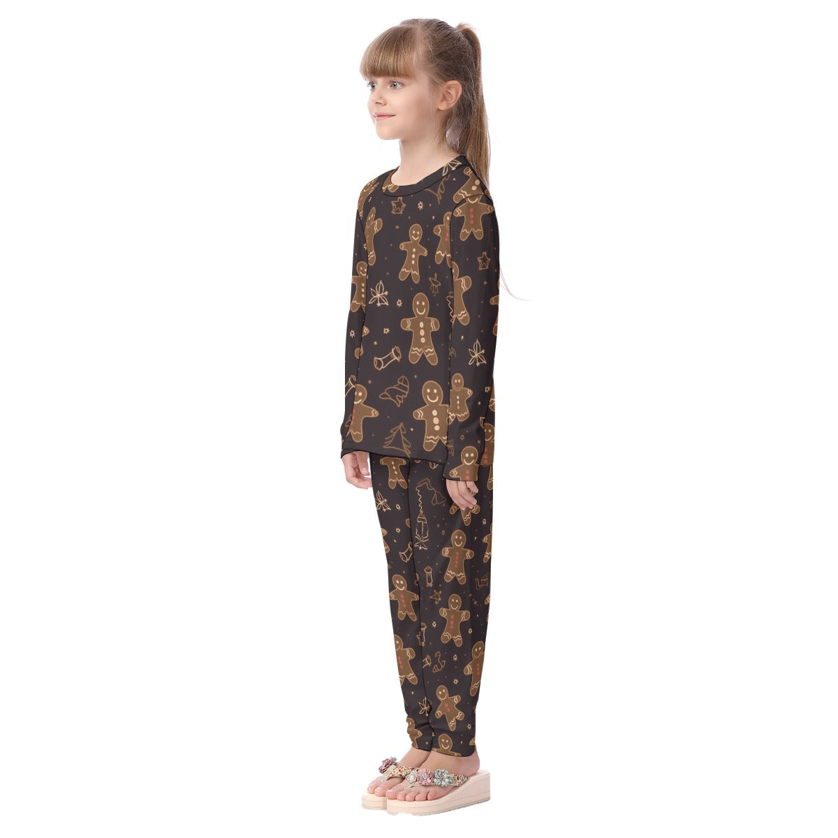 Kids Christmas Pyjama Set - Brown Gingerbread