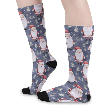 Unisex Long Socks - Blue Santas