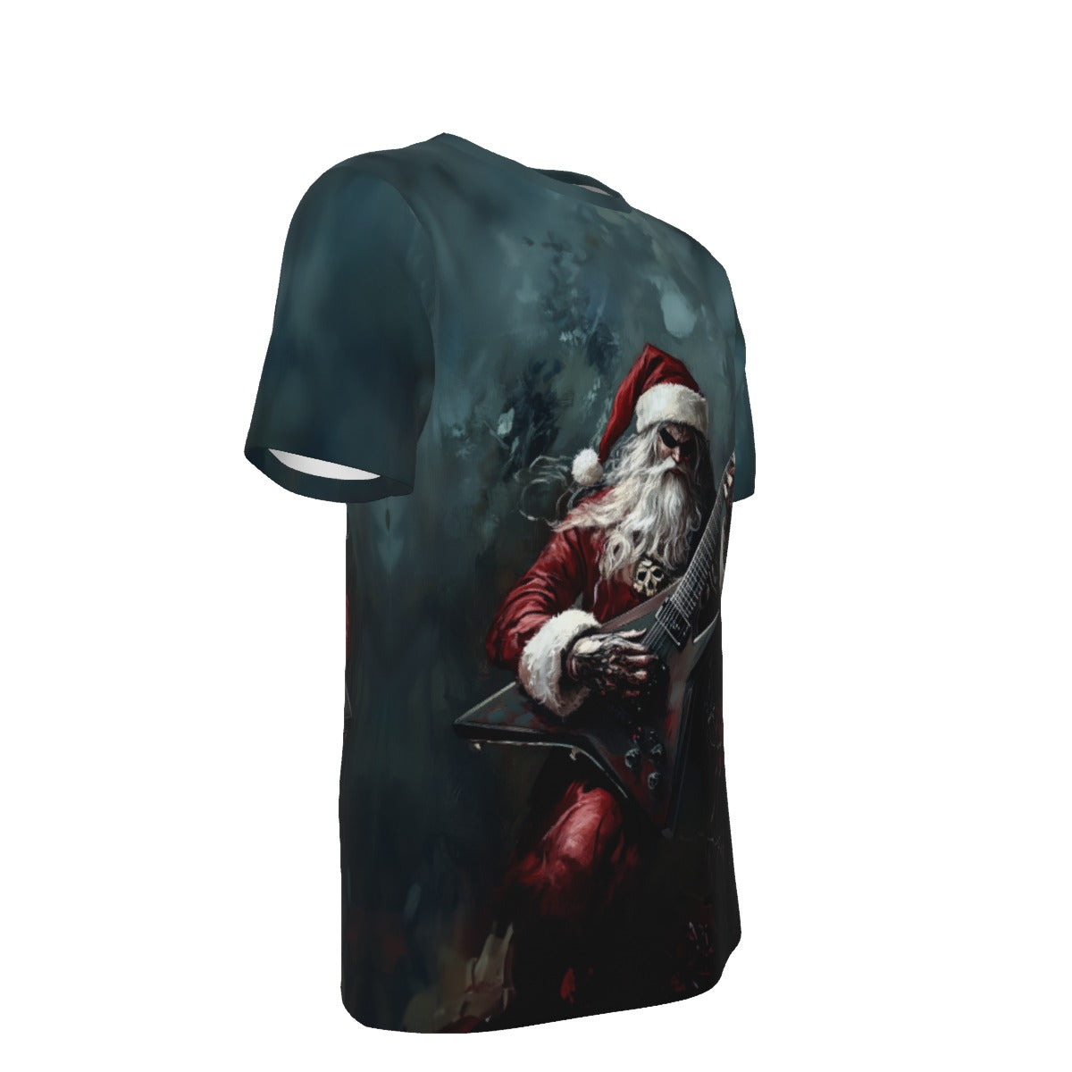 Mens Short Sleeve Christmas Tee - Metal Santa