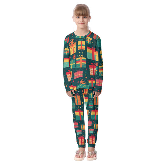 Kids Christmas Pyjama Set - Green Presents 3