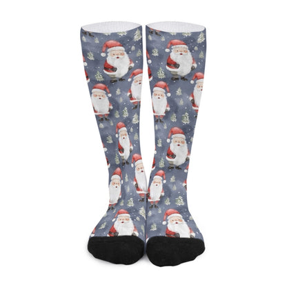 Unisex Long Socks - Blue Santas