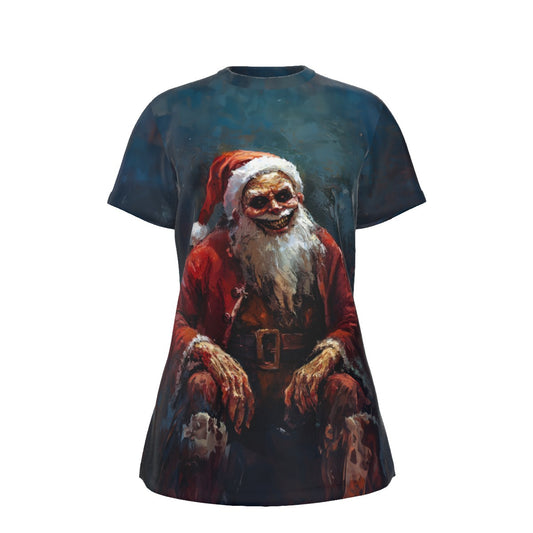 Women's Short Sleeve Christmas Tee - Demonic Santa