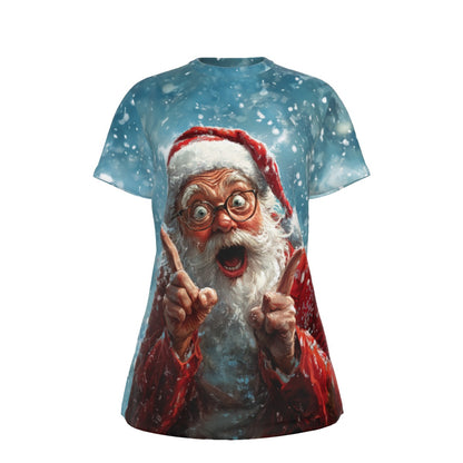 Women's Short Sleeve Christmas Tee - Suprise Santa