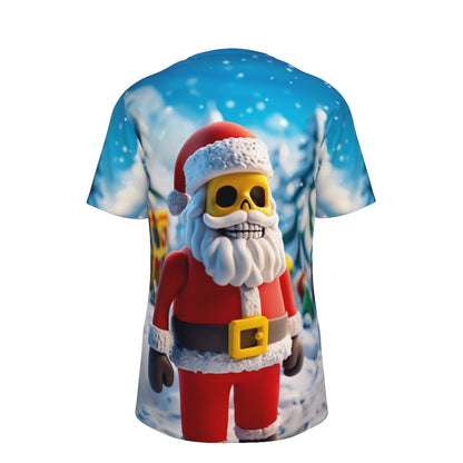 Mens Short Sleeve Christmas Tee - Cartoon Santa