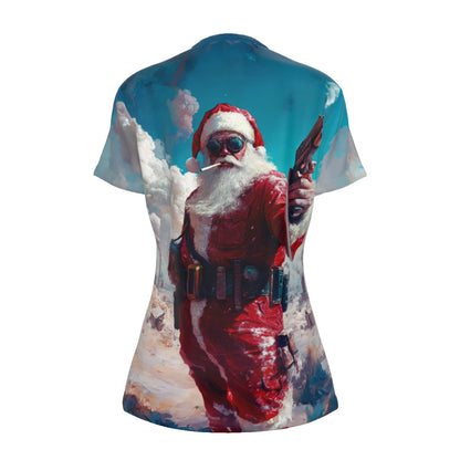 Women's Short Sleeve Christmas Tee - Steampunk Santa