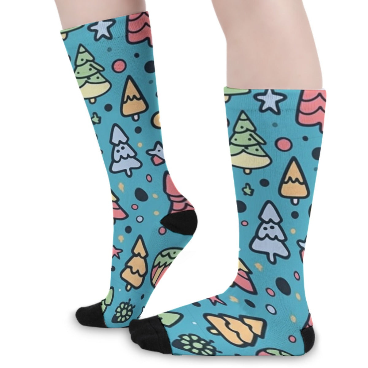 Unisex Long Socks - Doodle Trees